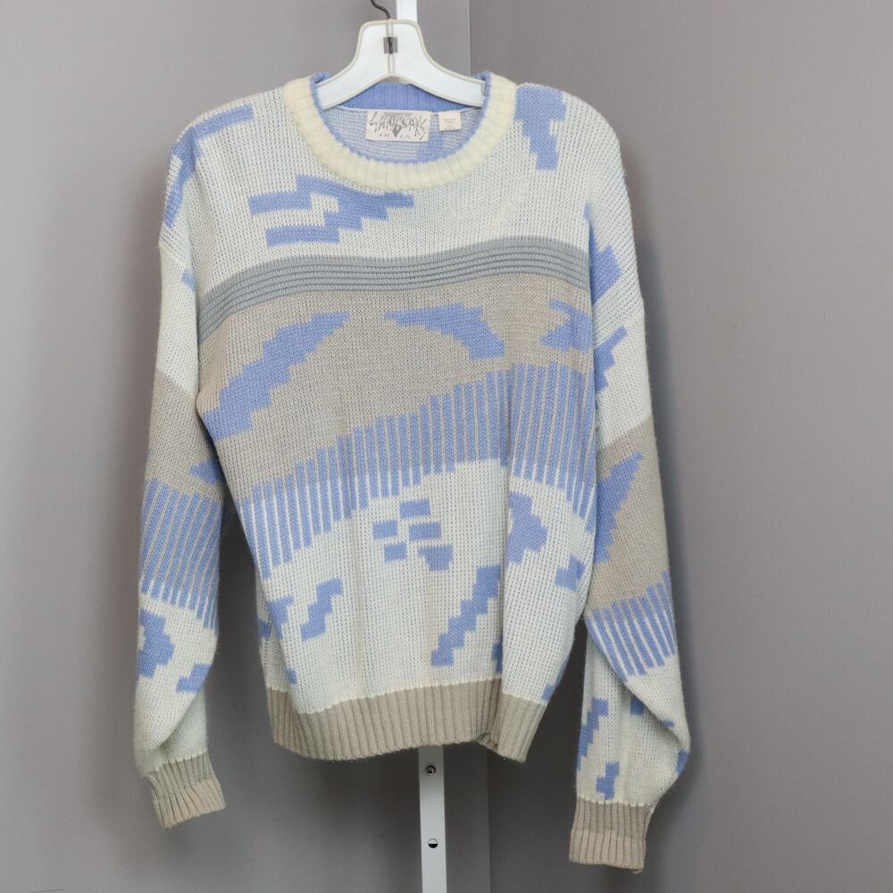 Vintage Saturdays Abstract Knit Sweater | 90s Pastel Graphic Pullover‎ | Men’s M